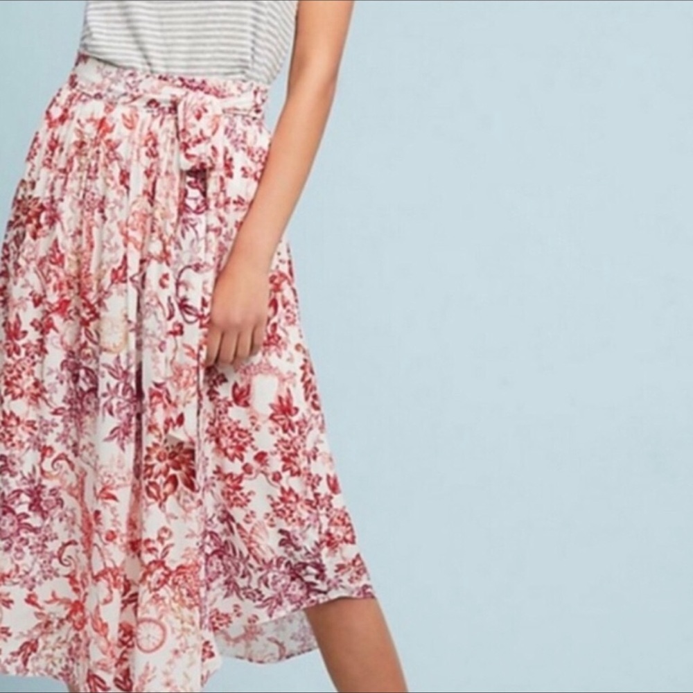 Anthropologie Maeve Staycation Floral Rayon Midi Skirt